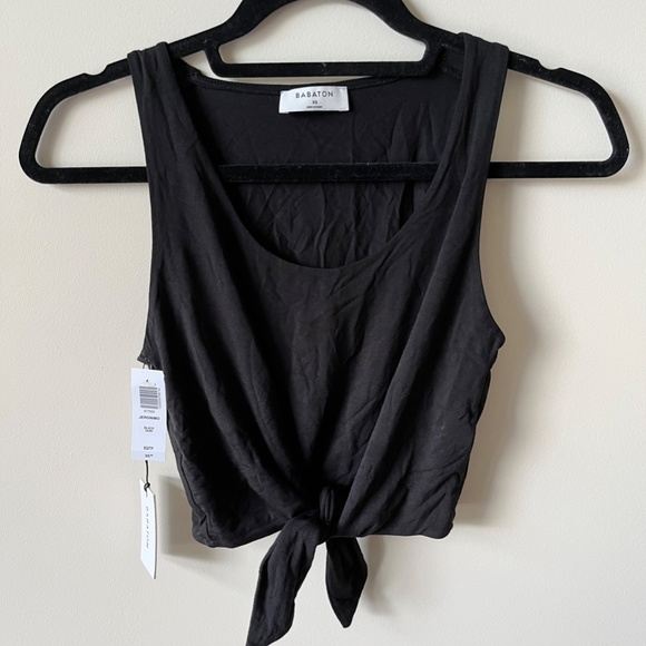 Aritzia Babaton Jeronimo Tank Top Knot Front Cropped Summer Black Size XS - Picture 9 of 10